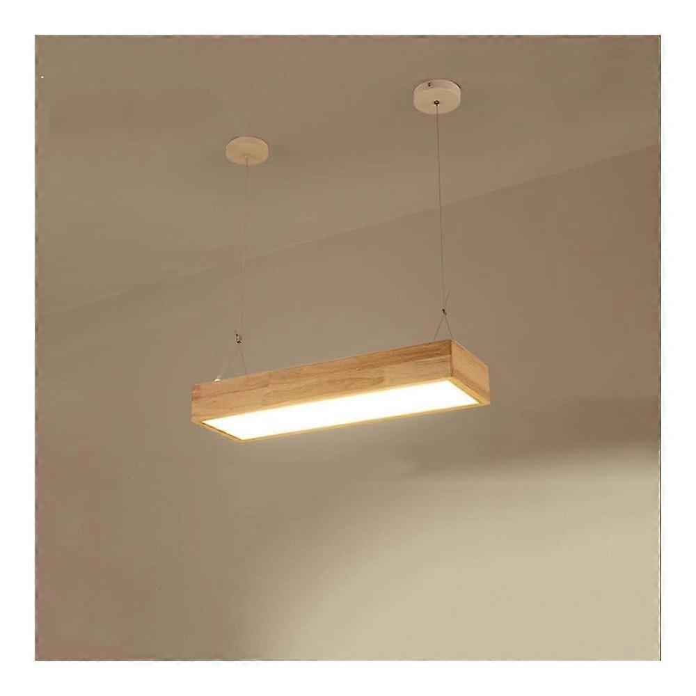 Modern Minimalist LED Pendant Light Fixture Farmhouse Linear Chandelier with Wood Accent