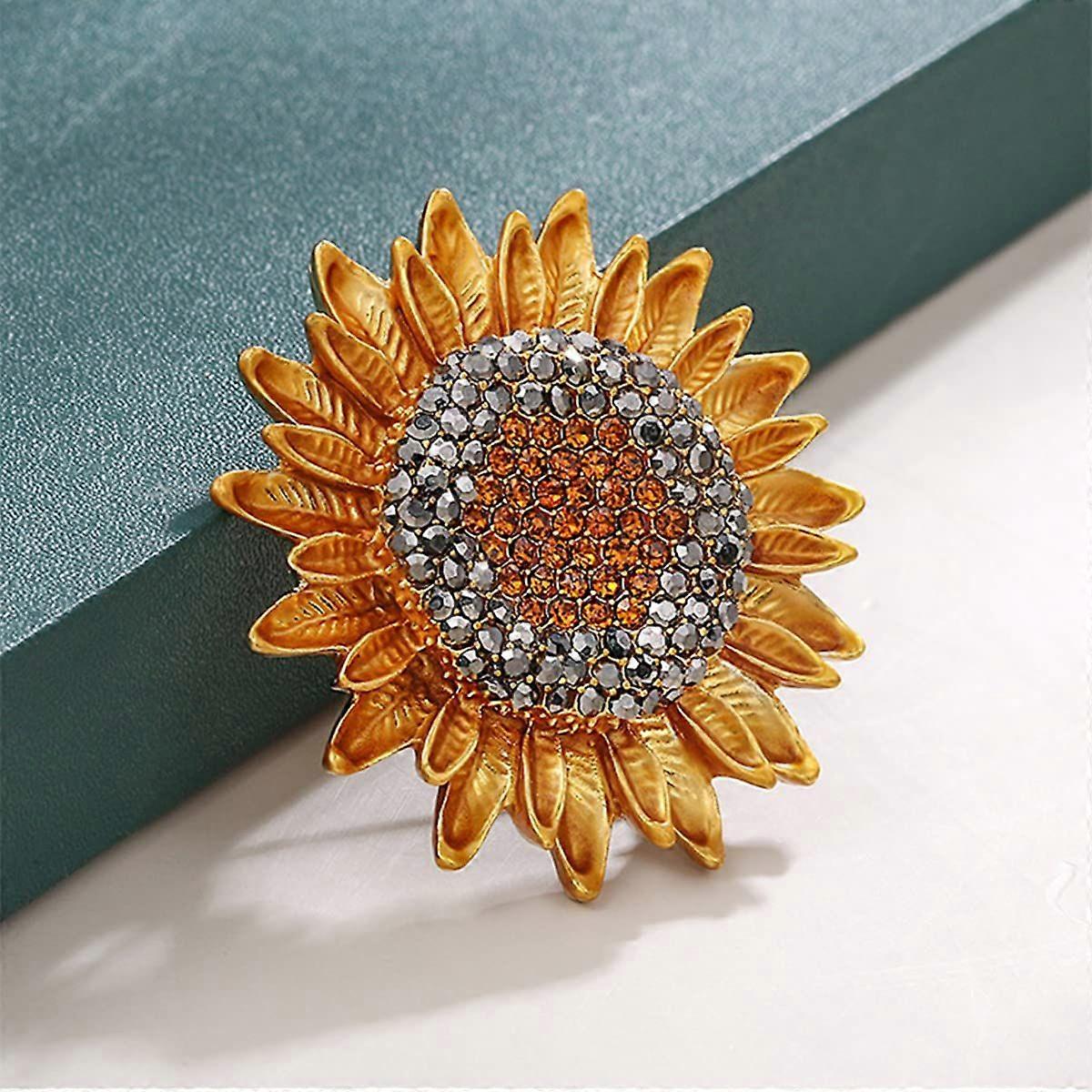 Rhinestone Sunflower Brooch Gift for Mom