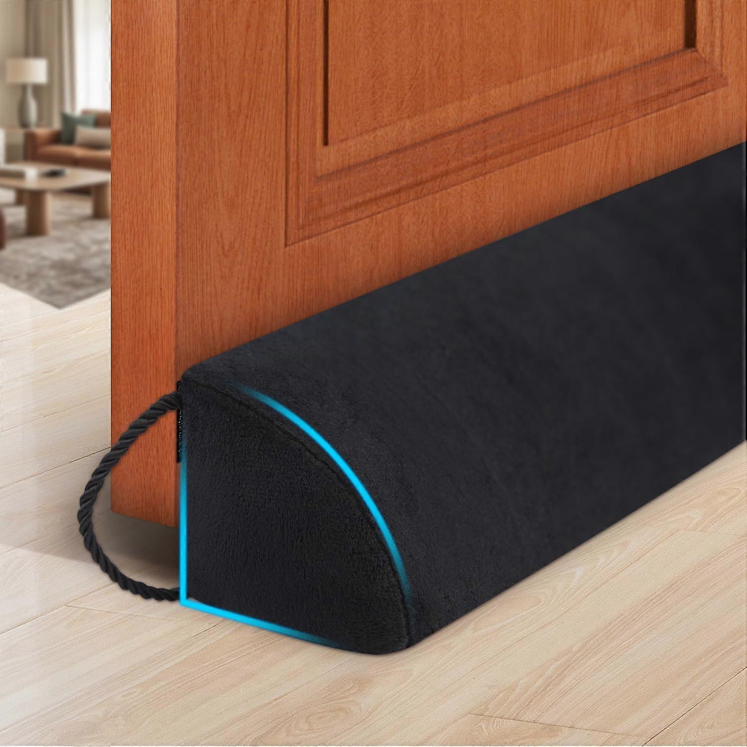 Under Door Draft Stopper 32 Inch Triangle Under Door Cold Air Stoppers Black Wind/Breeze Noise Blocker
