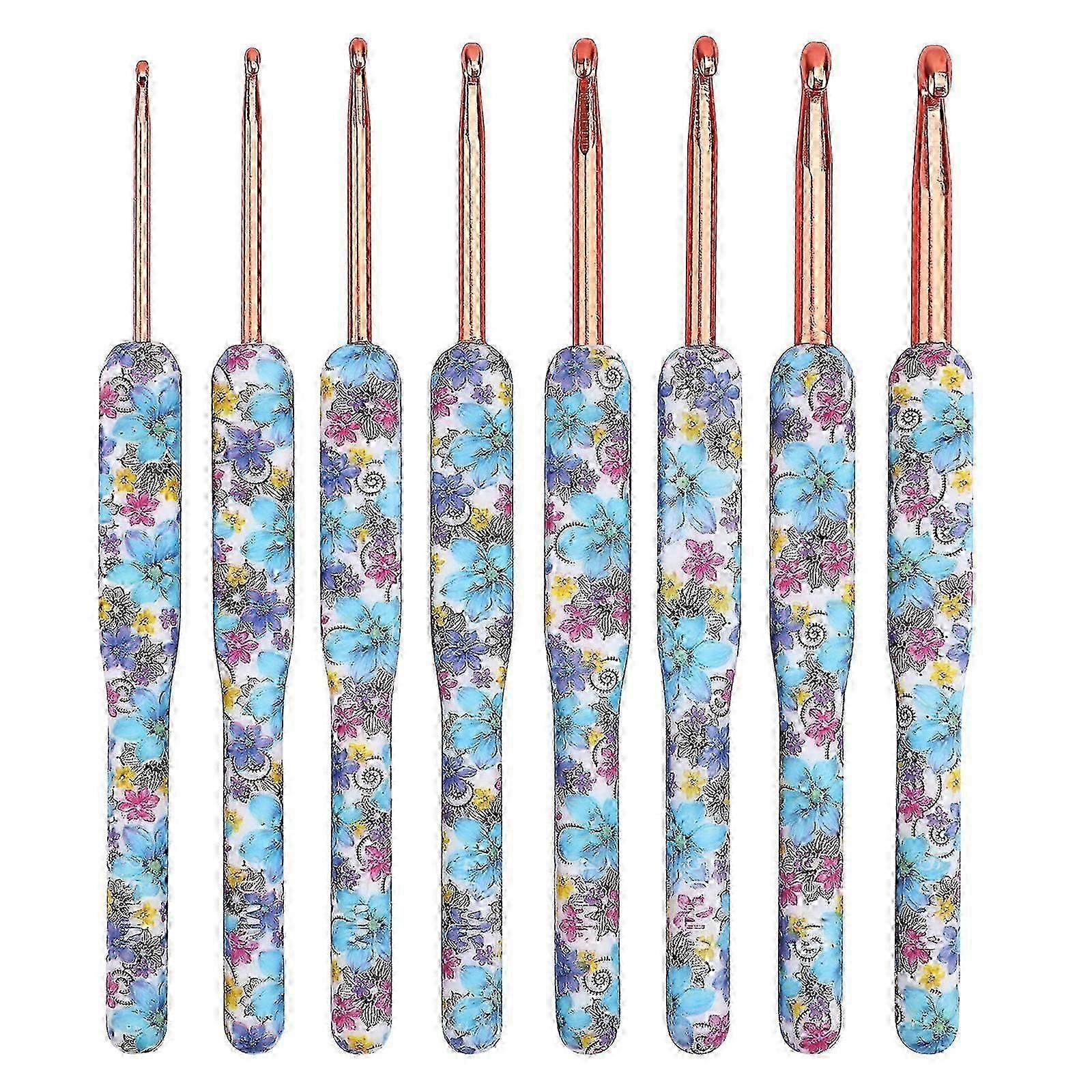 8pcs Crochet Hooks Set with Polymer Clay Handle DIY Craft Making Crochets Hook Accessories .