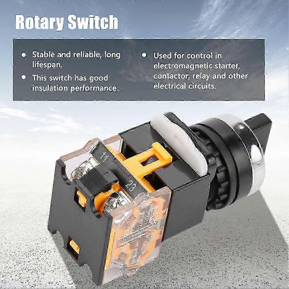22mm 2 Position Auto Reset Selector Momentary Rotary Switch LA3811X22