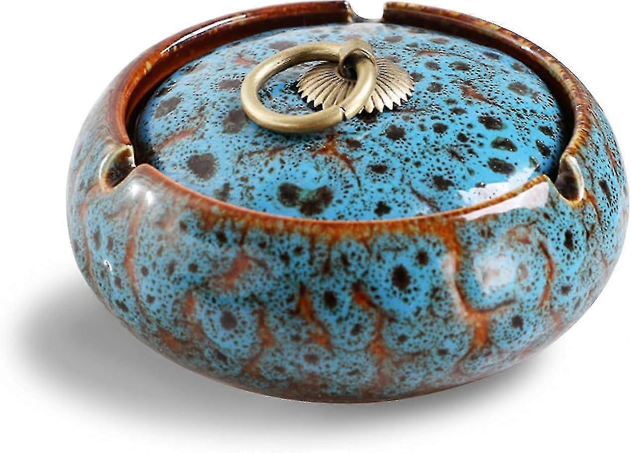 Modern Ashtray with Lid - Ceramic Windproof Design for Patio & Home