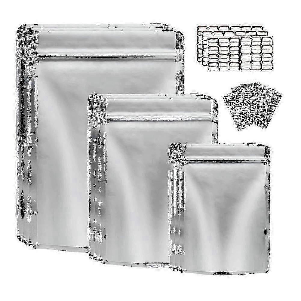 50-Pack Mylar τσάντες αποθήκευσης τροφίμων με απορροφητές οξυγόνου - Resealable για κόκκους / ξηρούς καρπούς / μακροπρόθεσμη αποθήκευση