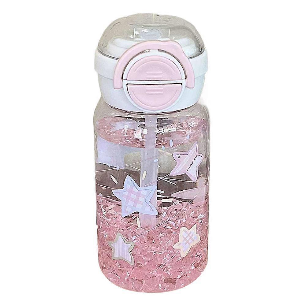 500ml Reusable Flash Powder Tumbler Lid Glitter Cup with Straw DIY Water Bottle