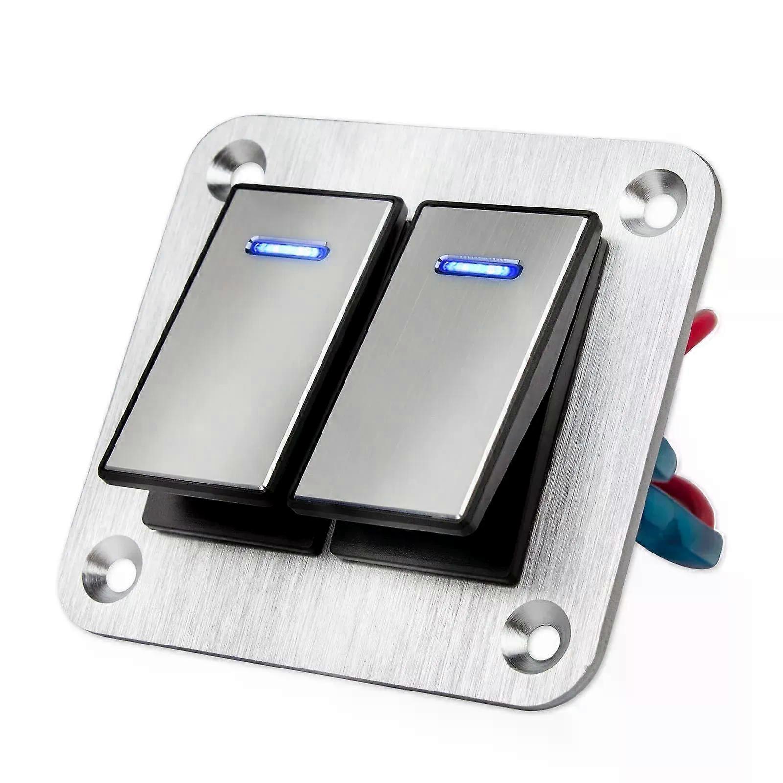 Aluminum Toggle Switch Panel LED Light Switch ON-OFF Rocker Switch Panel LED Toggle Switch Panel compatible for  Marine Caravan RV