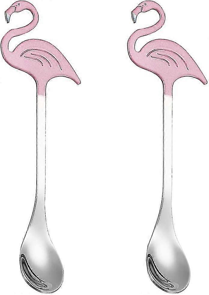 Set di cucchiaini da caffè in acciaio inossidabile Flamingo (2 pezzi, rosa e argento)