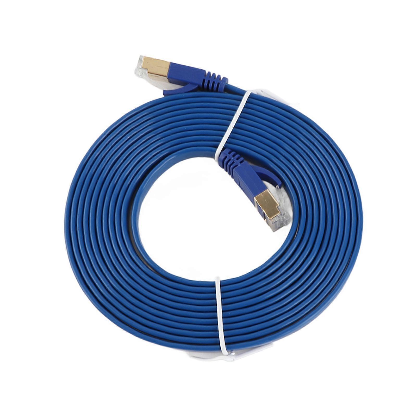 Cat 7 Ethernet Cable 3m 32AWG Copper 10Gbps High Speed Flat LAN Patch Cord Blue