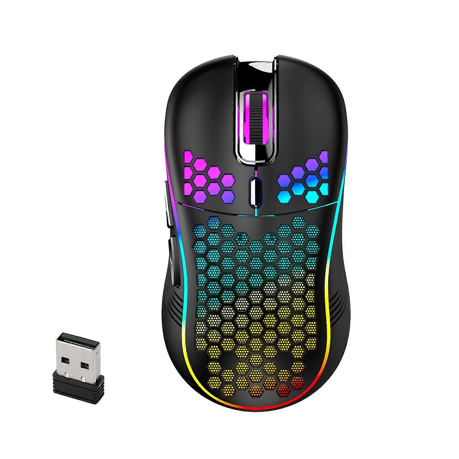 Wireless Gaming Mouse 2.4GHz Rechargeable 6D Buttons High-Precision Optical Sensor RGB Lights