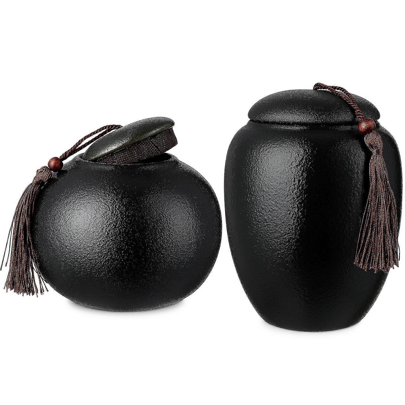 Here's a polished and engaging product description based on your input:

 

**2 Pcs Vintage Chinese Style Traditional Ceramic Tea Jars with Sealed