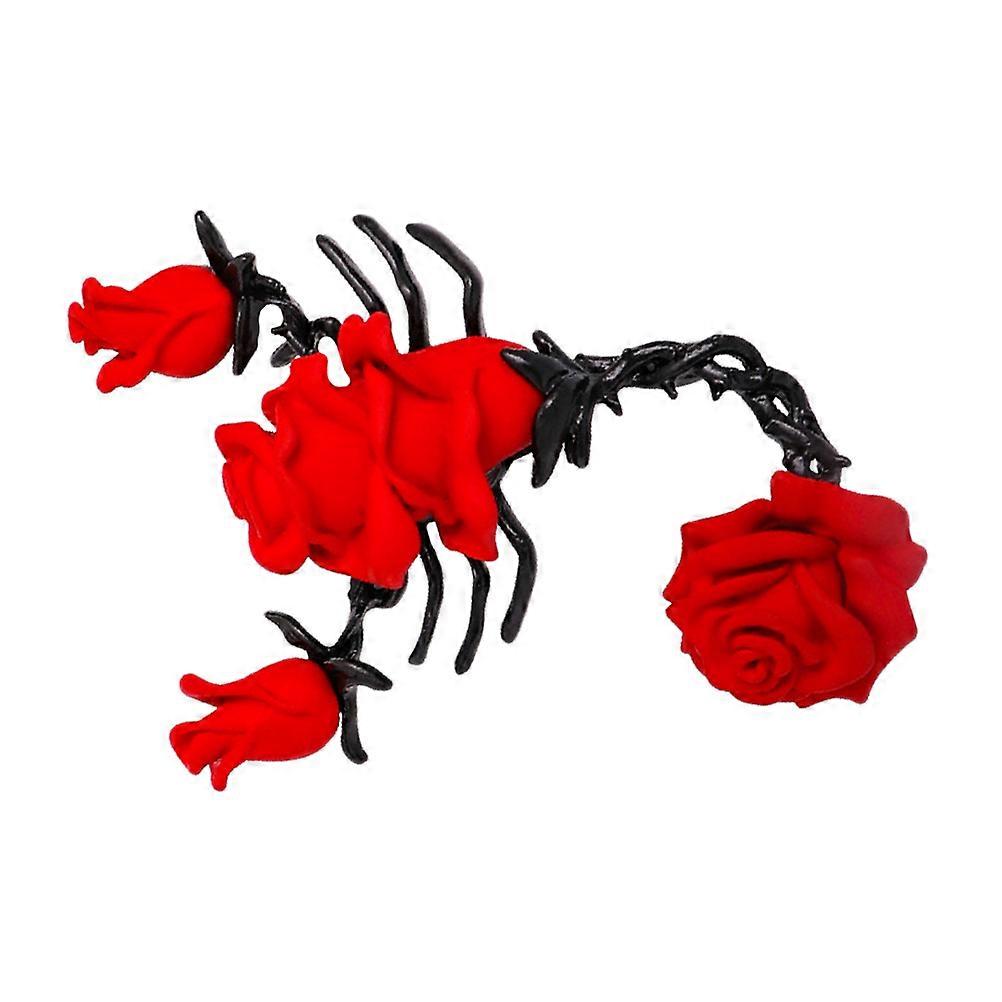 Blue Alloy Scorpion Shape Brooch with Rose Pattern for Jacket Decoration 1Pc