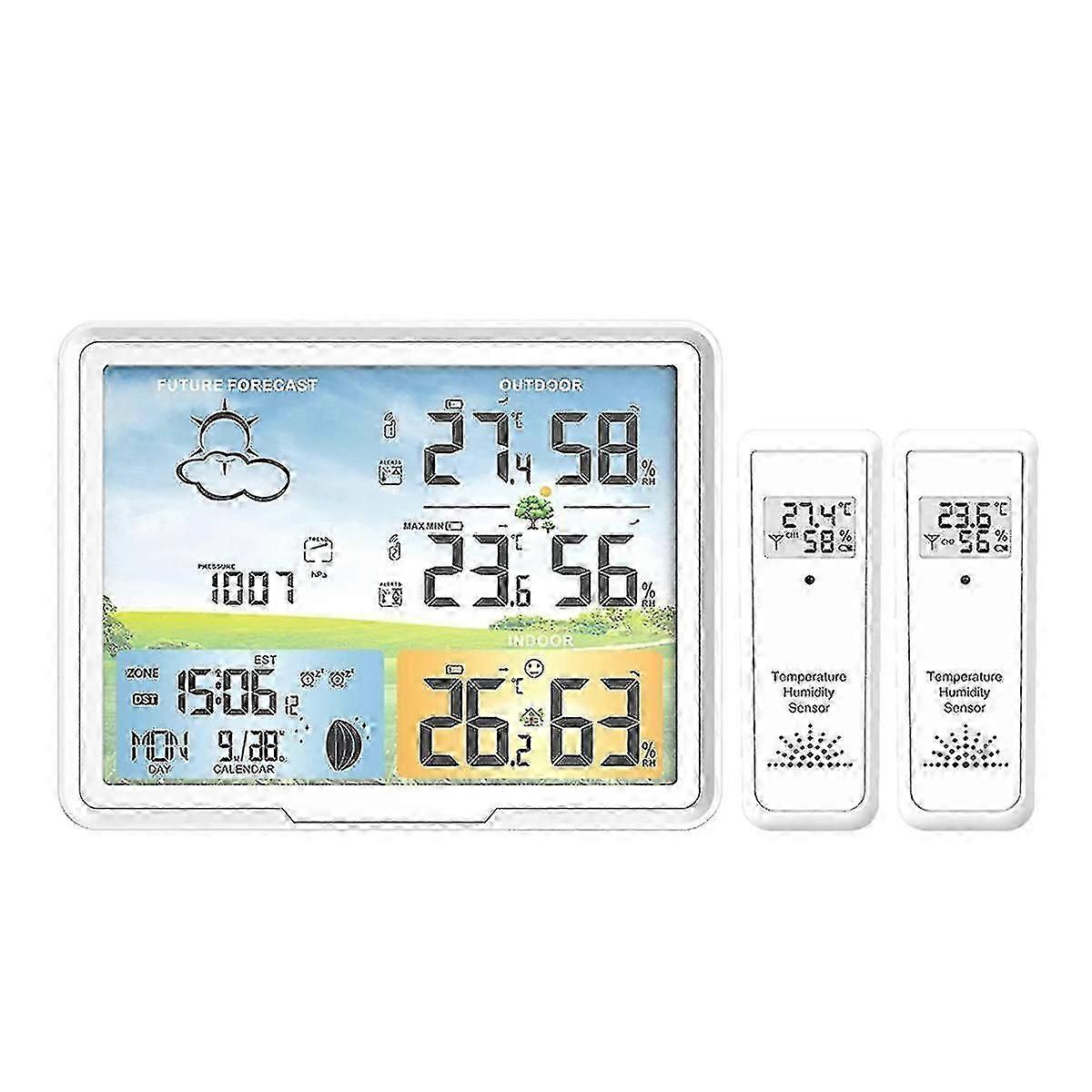 Weather Station Clocks Wireless Digital Thermometer Hygrometer Forecast Calendars Moon Phase Snooze