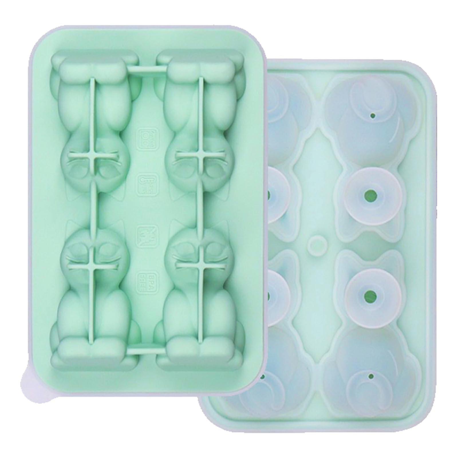 Cute 3D Silicone Ice Cube Tray Mold Reusable Animal Shape (Cat)