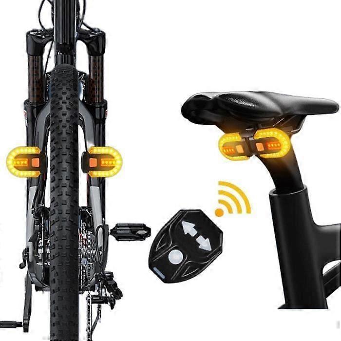 Wireless Bike Turn Signal Light Set USB Rechargeable with Remote Control for Night Cycling A164