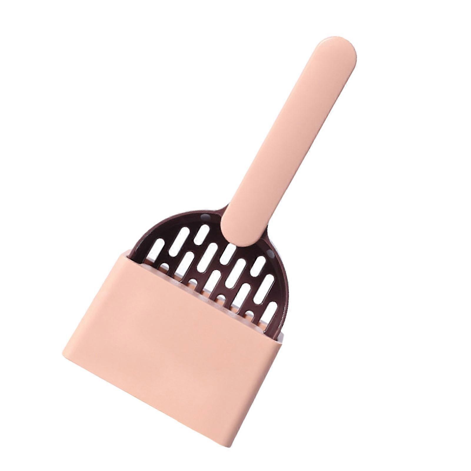 Kitty Litter Scoop Large Size ABS Portable Durable Cat Litter Sifter Scoop for Home Coffee Color and Pink