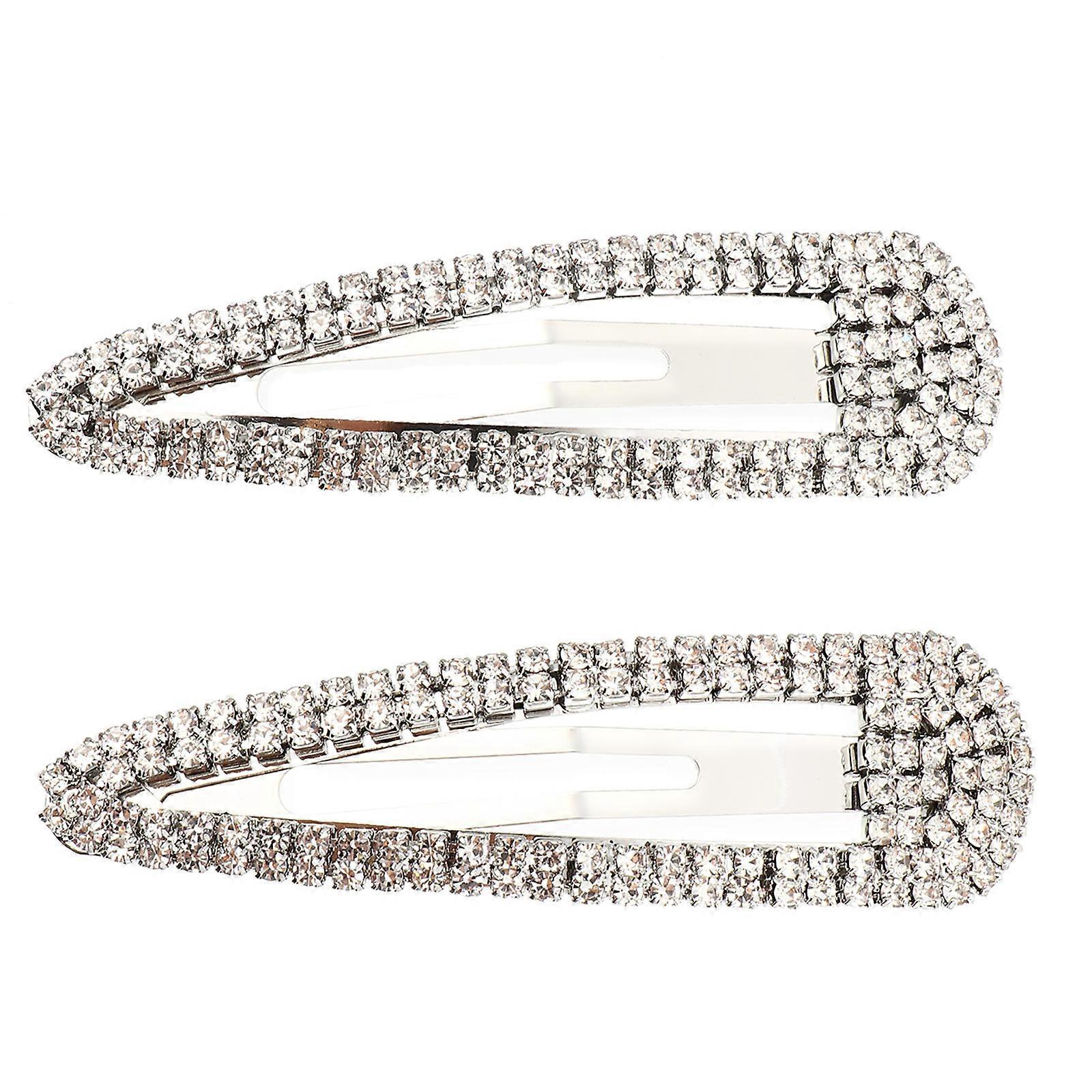 a polished and professional product description based on the title you provided:
**2PCS Rhinestone Water Drop Metal Hair Clips – Elegant Snap