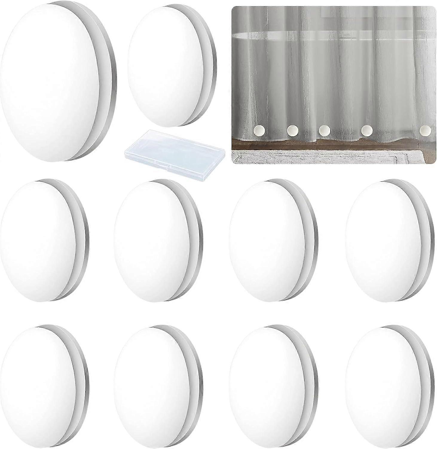 Shower Curtain Weights, Pack of 10, Round Magnetic, with Transparent Box (White)