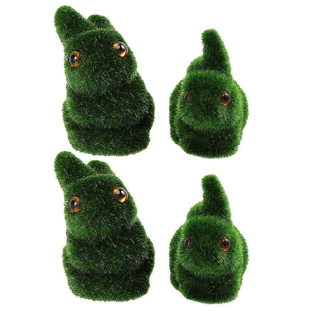Bunny Ornaments Moss Rabbit Decoration Spring Atmosphere Home Decor 4Pcs 10X6X5CM