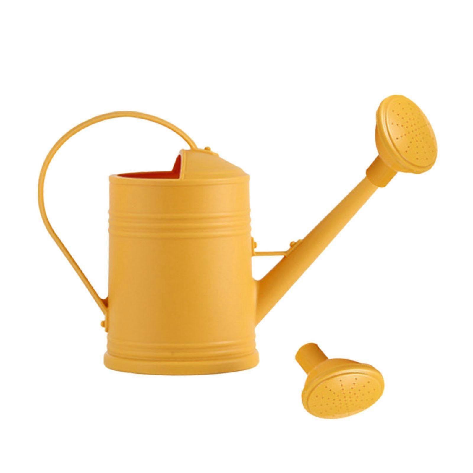 2L Watering Can Decorative Garden Tools Long Mouth Curved Handle Frosted Container for Lawn Indoor Patio Office Yellow
