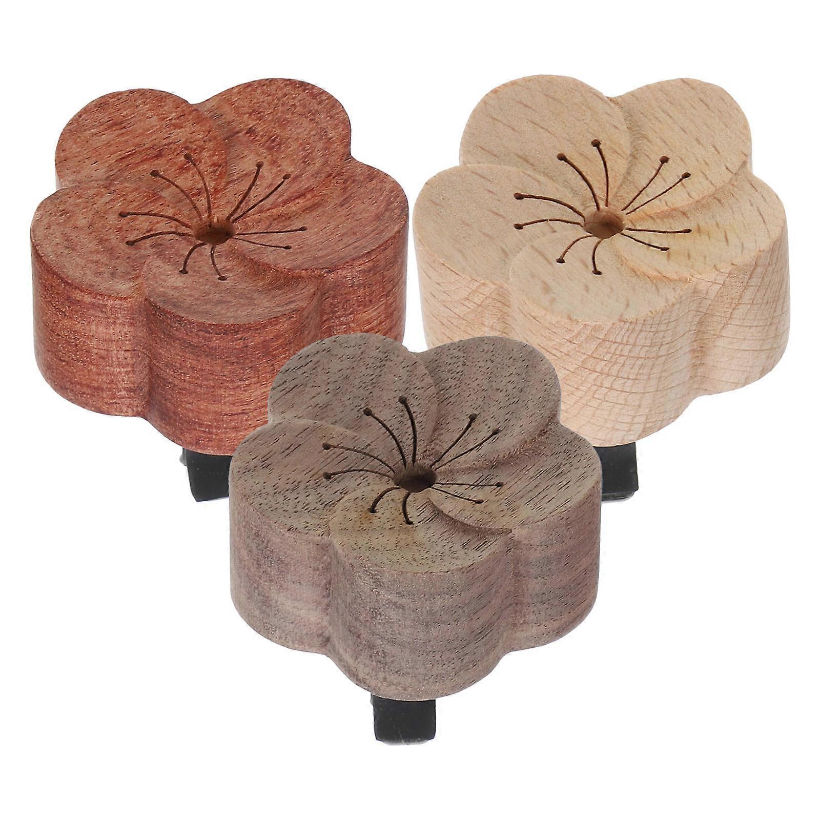 Flower Car Vent Clips Car Vent Clips Walnut Wood Car Air Freshener Ventilation Clipping Car Use 3Pcs