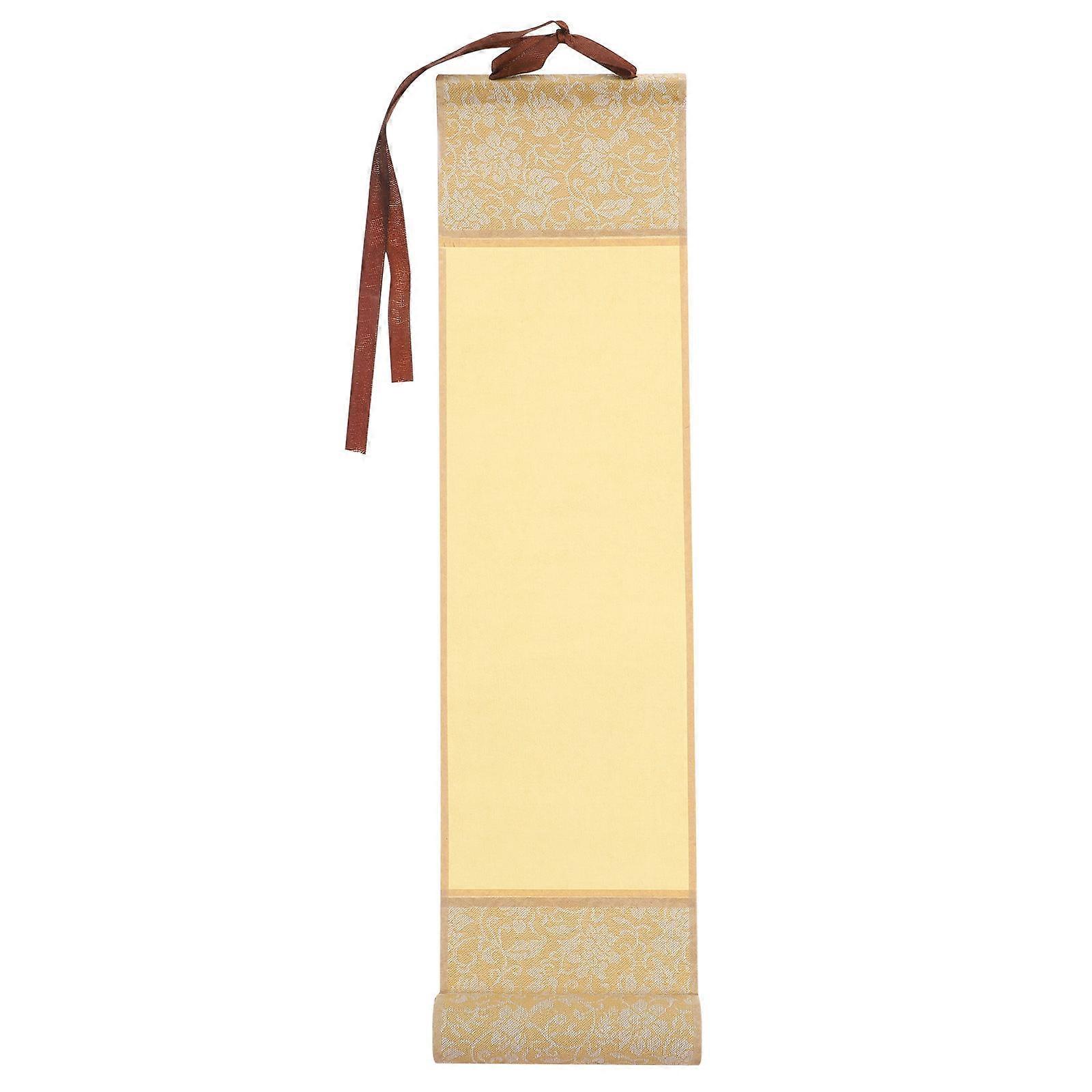 Mini Retro Cloth Scroll For Home Decoration Experienced Artists Beige 38.50X10.00X2.40CM Painting 1Pack