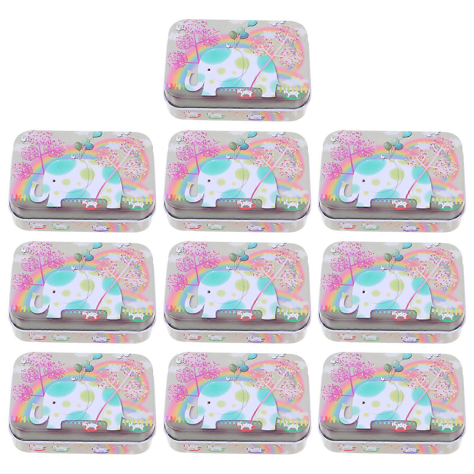 Tinplate Storage Box Rectangular Shape Small Packaging Dustproof 9x6.5cm 10Pcs