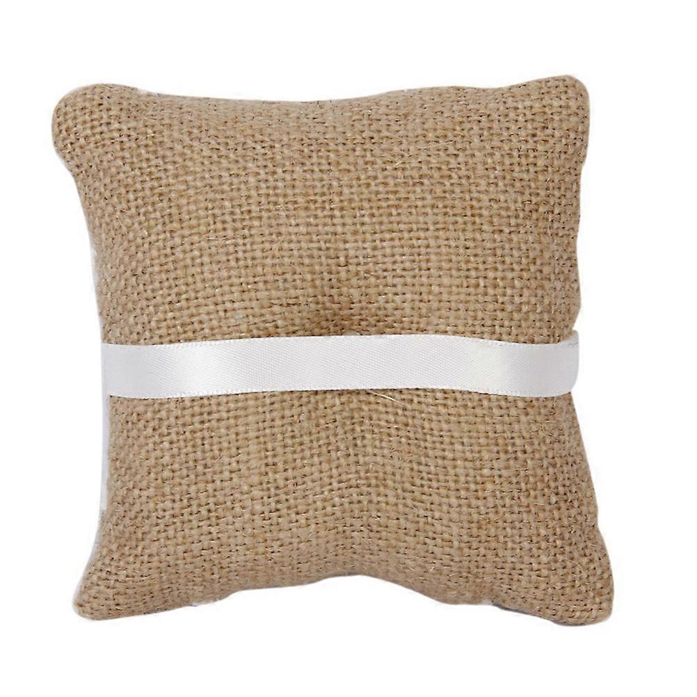 Small Burlap Pillow Wedding Ring Bearer Rustic Style Lace 10x10cm Keepsake 1Set