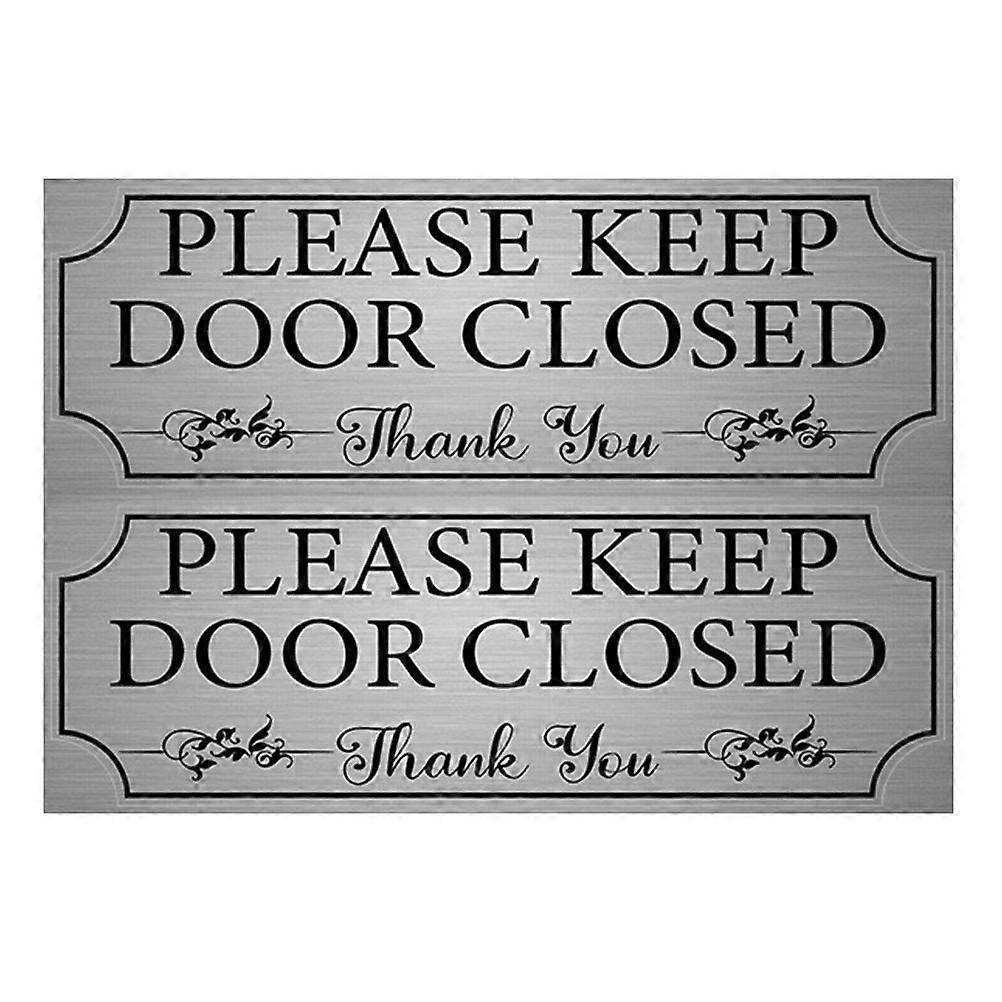 Please Keep Door Closed Sign Decorative Door Notice Sticker Minimalist Design For Bathrooms Black 2Pcs
