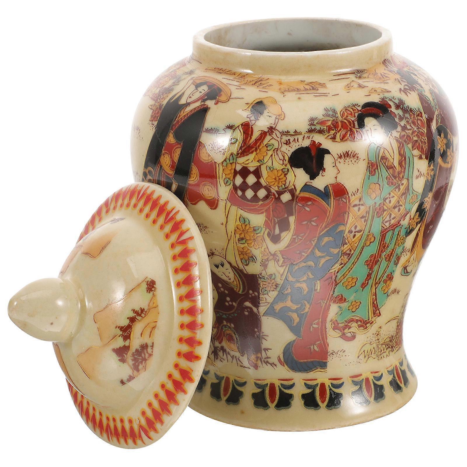 Ceramic Tea Container Elegant Storage Jar With Lid Toad Shape Airtight Storage 1Set