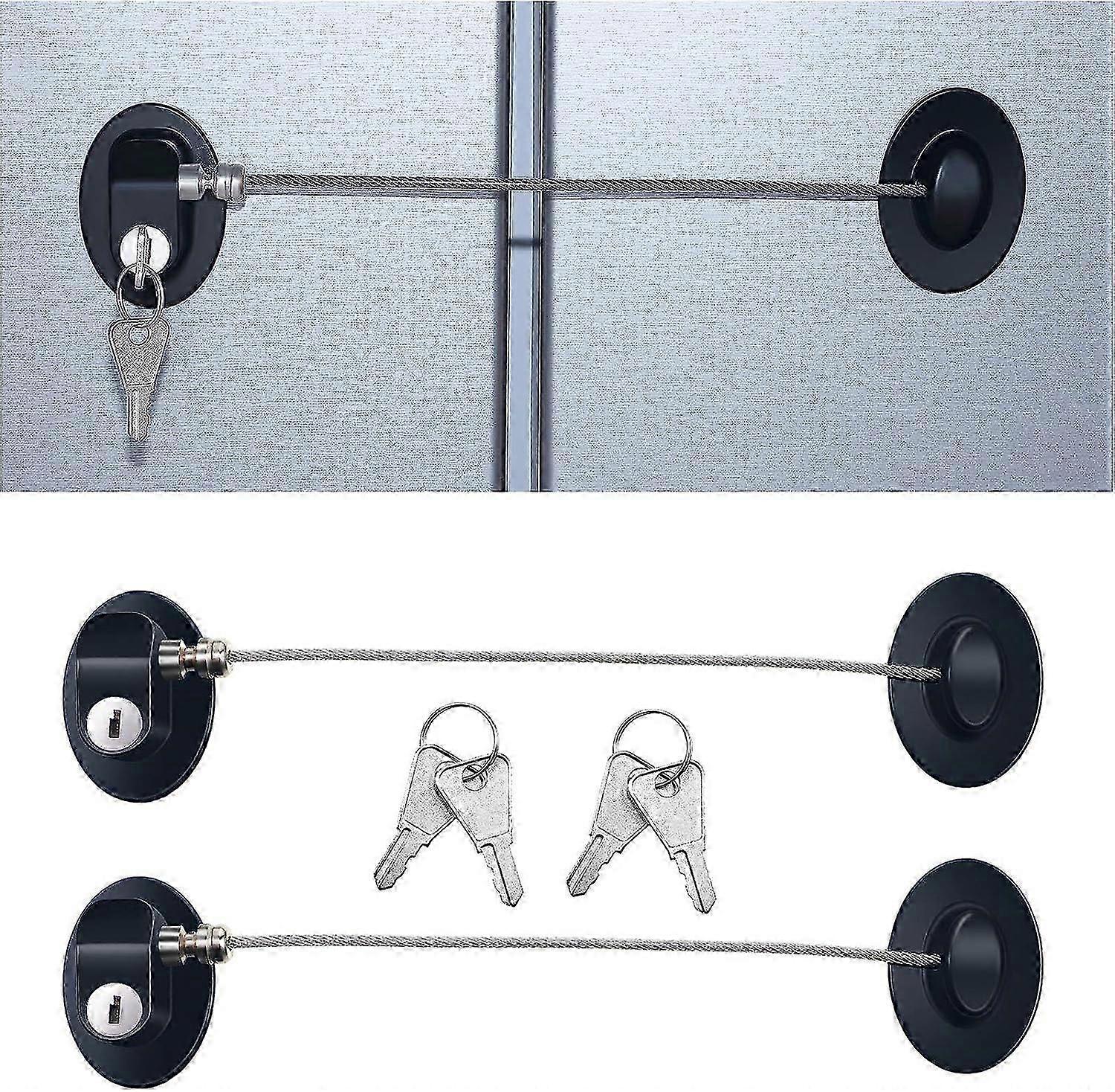 3 Pieces Refrigerator Door Lock Strong Adhesive Lock Freezer Door File Drawer Lock Child Safety Cabinet Lock with Keys (Black)