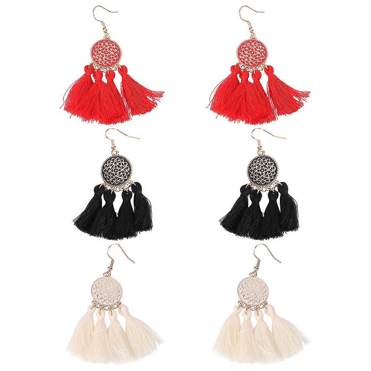 Here's a polished and engaging product description for your **3 Pairs Stylish Tassel Earrings**:

 

✨ **3 Pairs Stylish Tassel Earrings Set –