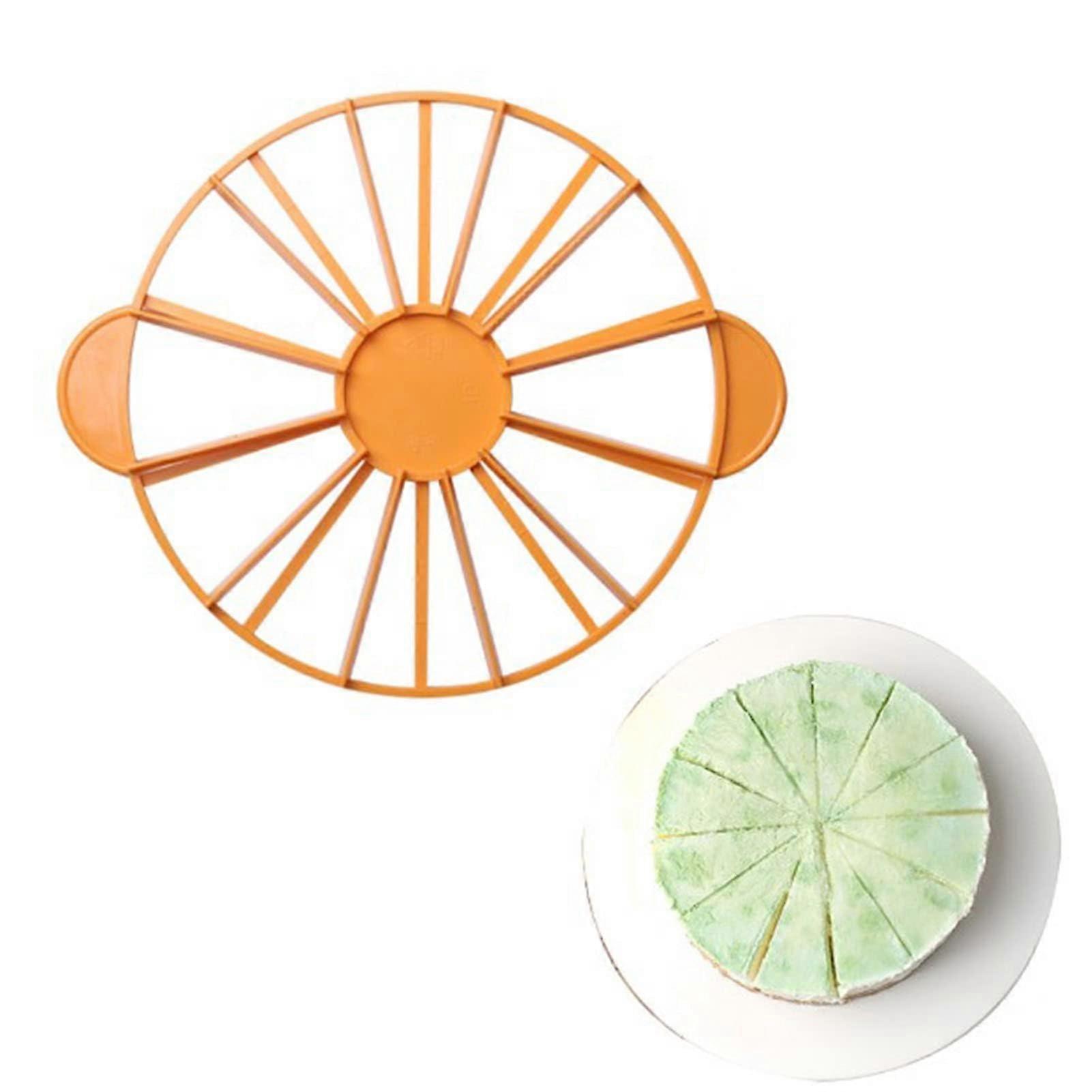 Round Double-Sided Cake Divider Marker, 10/12-Piece Baking Tool, Yellow Cake Cutter and Server, Precision Cake Marker