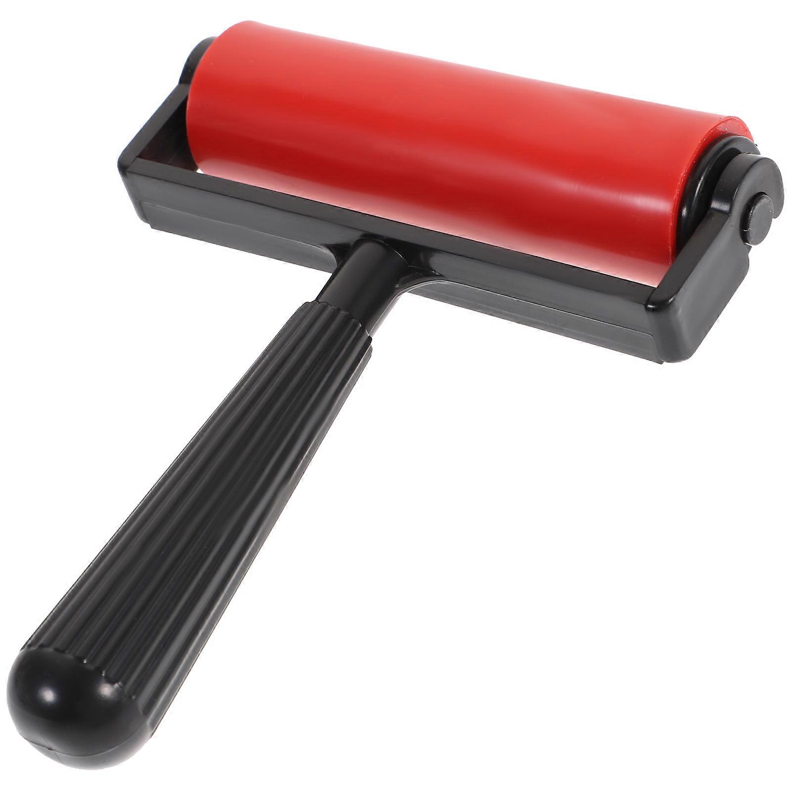 Rubber Roller Stamping Tool For Students Graphic Projects Red 10cm Cylinder Shape 1Pack