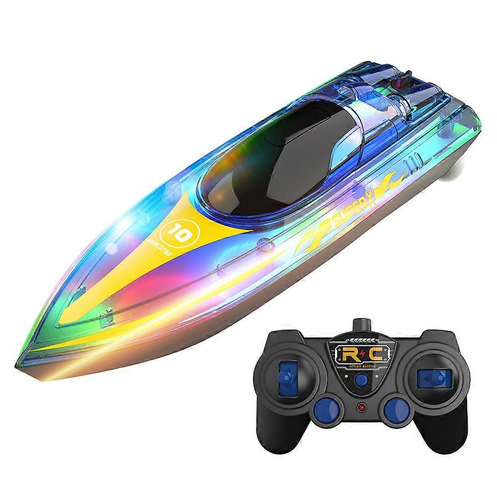 Toy Kids RC Boats with LED Light 2.4GHz 15KM/H Speed Racing Remote Control Ship