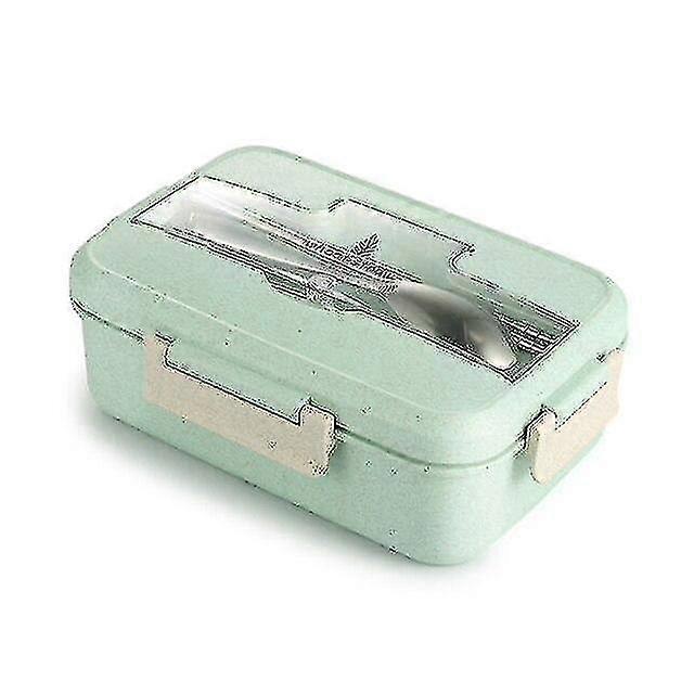 Microwave Safe Food Storage Container Bento Box with Spoon and Chopsticks (Green), Suitable for Certain Brands