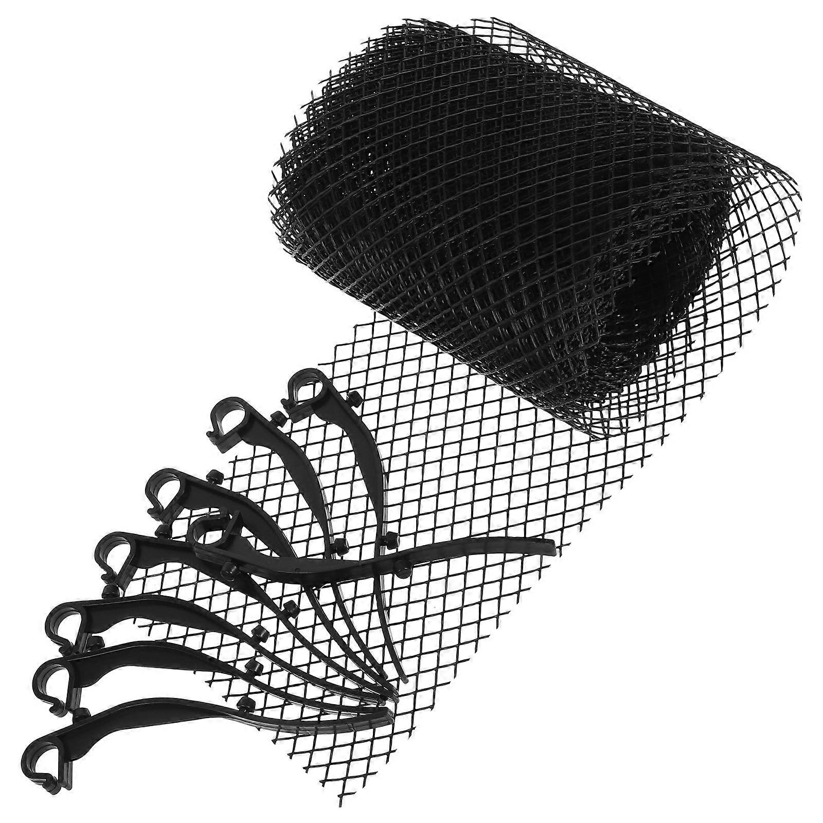 Gutter Guard Mesh Cover for Drain Blockages, Wide Long Leaf Protection Mat with Hooks, Easy Install Wire Mesh for Gutter Debris Protection