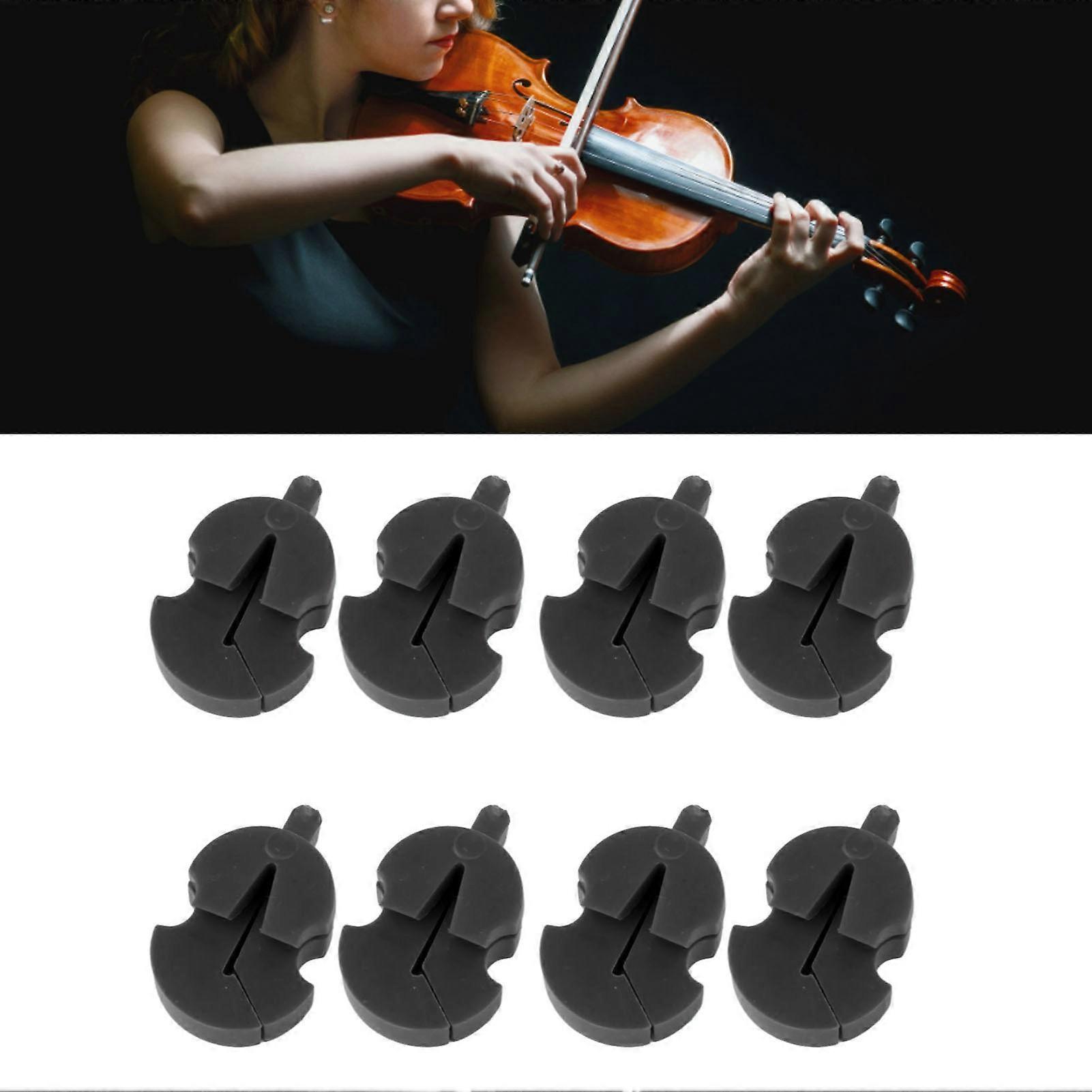 8stk violin mute justerbar gummi lyddæmper enkelt hul øvelse dele tilbehør sort 