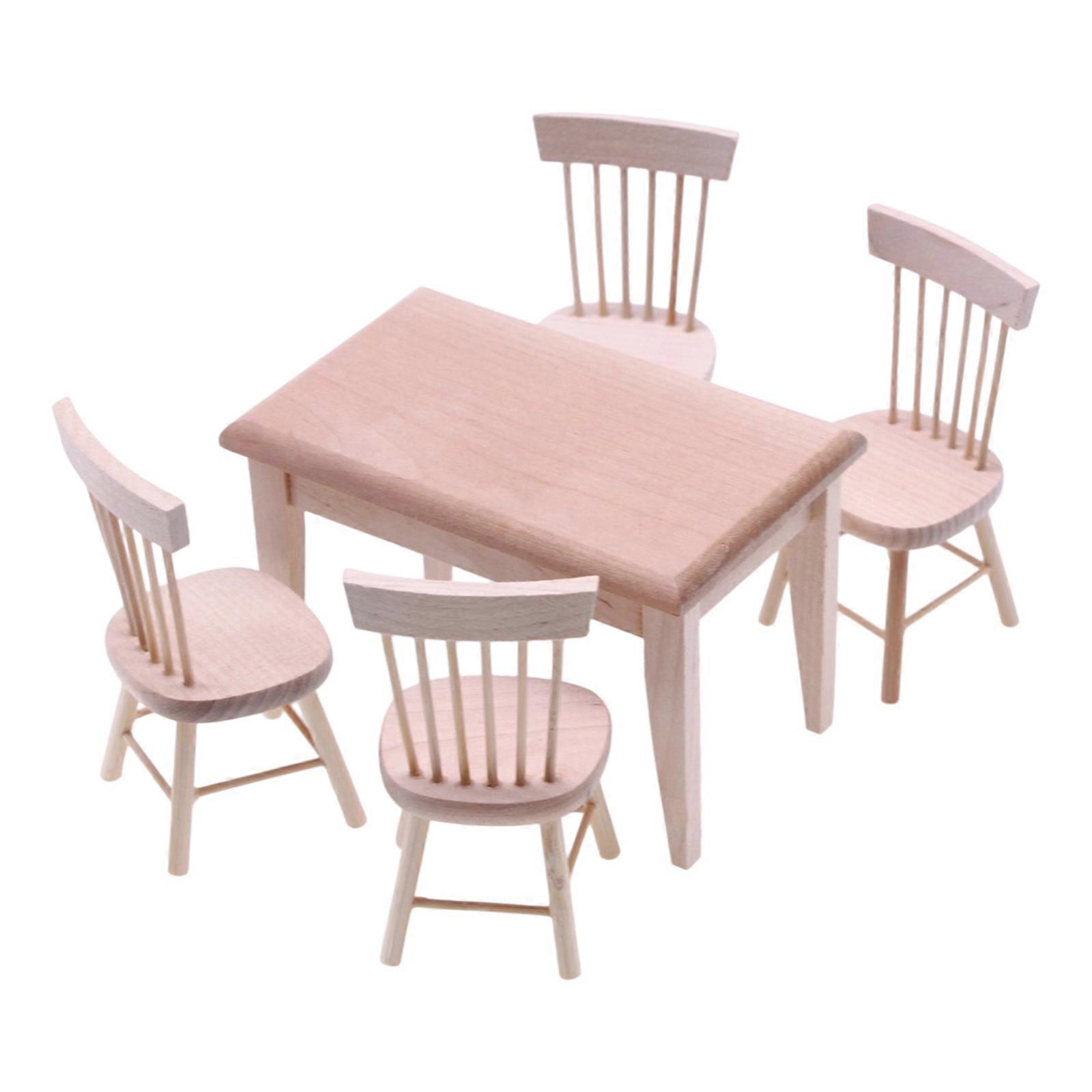 Handcrafted Miniature Wooden Table And Chair Set For Dollhouses Creative Play And Dining Room Scene Display Accessory