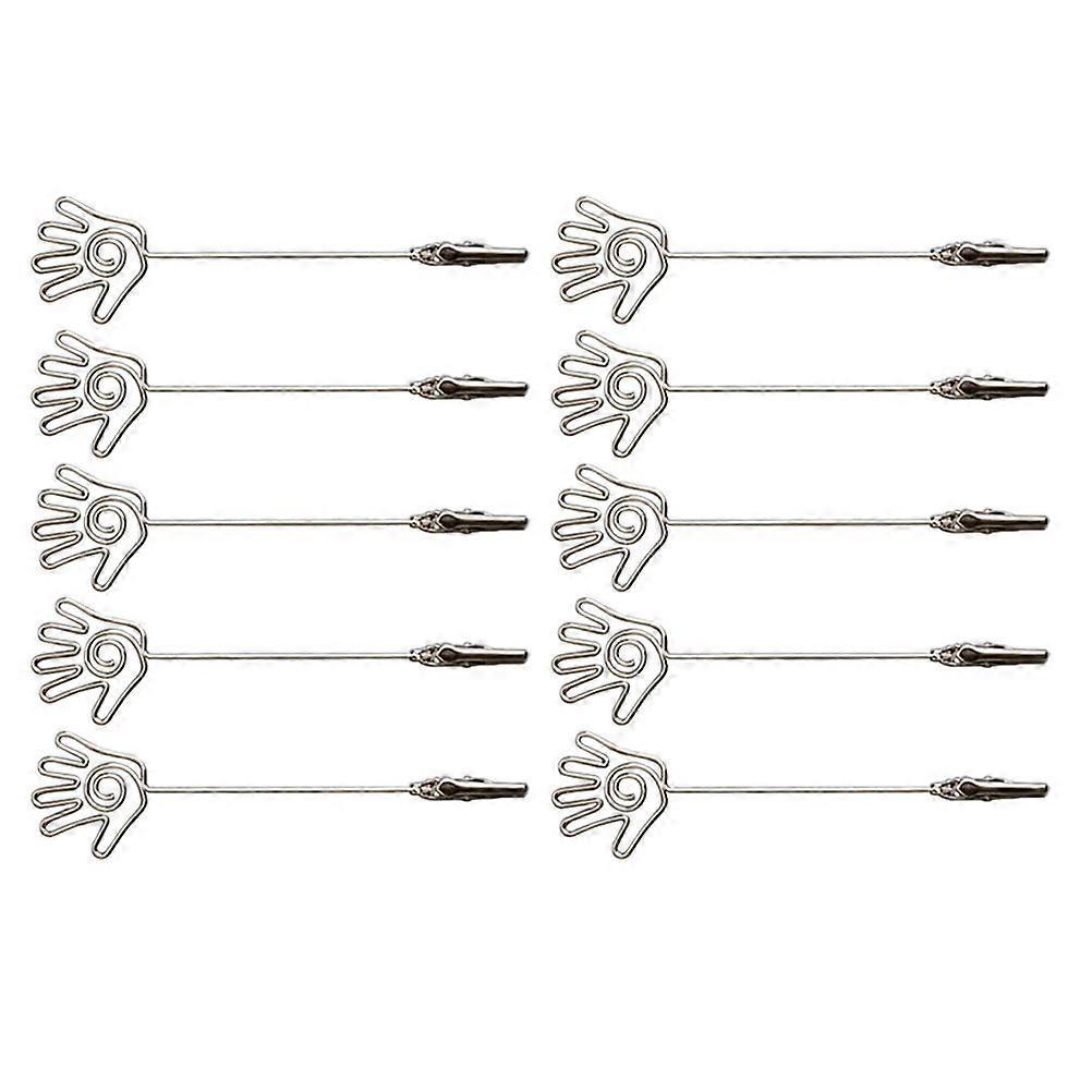 Photo Memo Holder Metal Displaying Photos Holding Memo Double End Palm Shape Silver For Office Home 10Pack