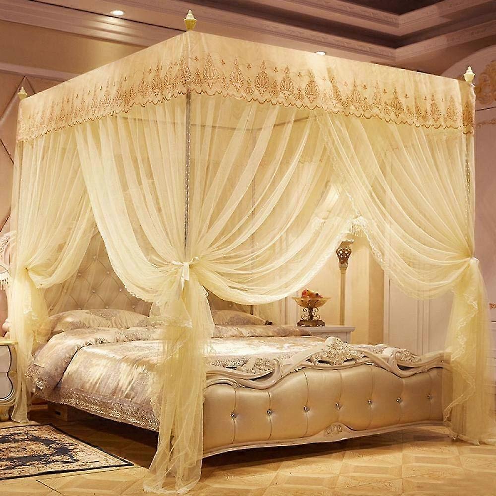 Mosquito Net Canopy Bed Curtain Palace Landing Three Doors, Large Size, 100% Polyester, Elegant Bedroom Decoration