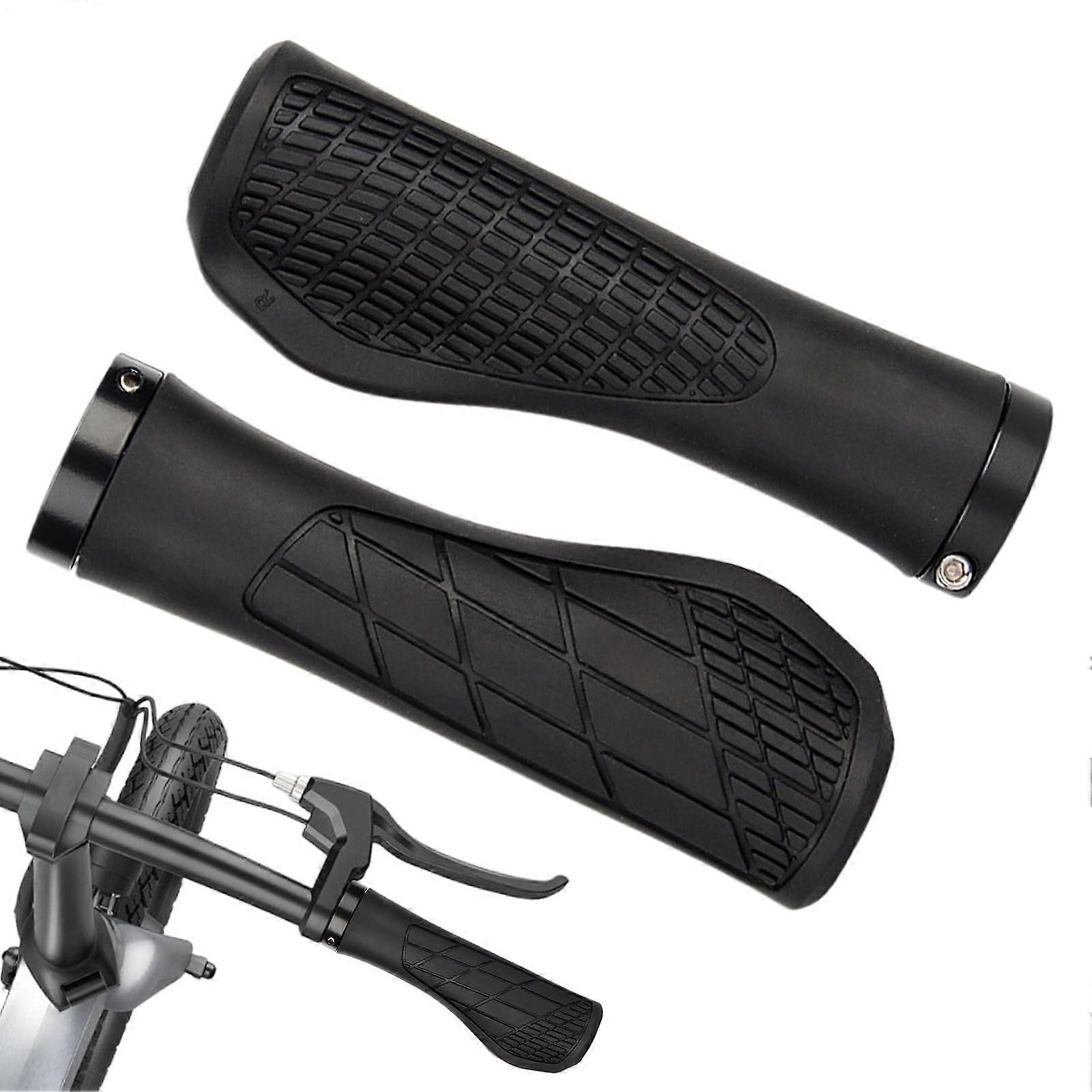 Bicycle Grips Ergonomic Non-Slip Handlebar Grips for MTB, Trekking & E-Bike, Comfortable Schwarz Rubber Design