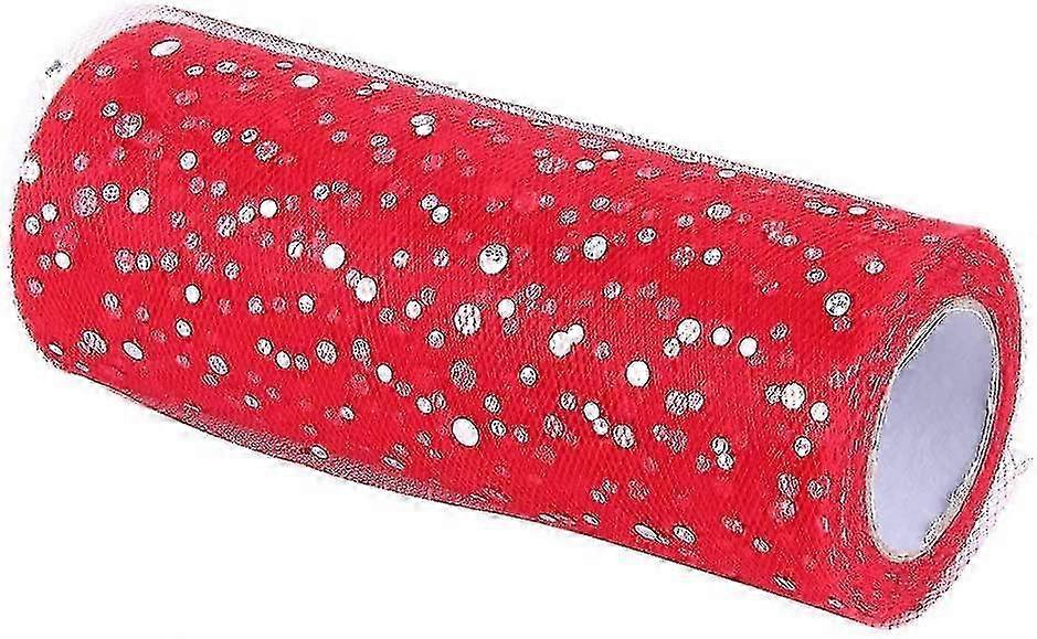Sequin Tulle Net Roll 6 X 10 Yard DIY Clothing Fabric Accessory (red)