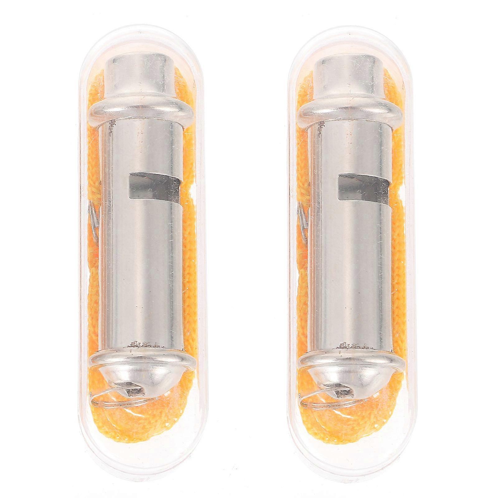 Professional Referee Whistle Multi-Function 2Pcs Silver For School Athletic Meetings