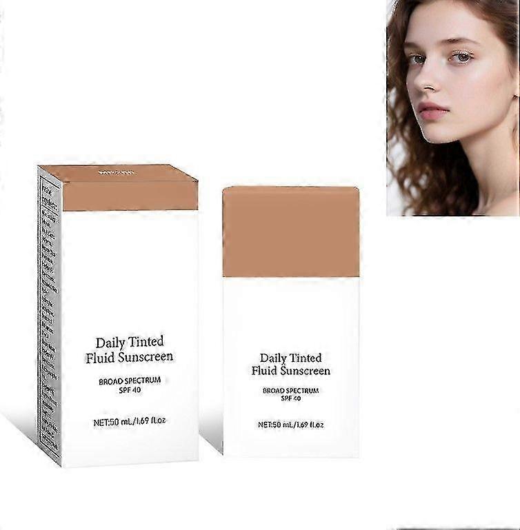 Daily Tinted Fluid Sunscreen, 3 Shades Face Moisturizing Broad Spectrum SPF 40 Skincare Foundation C
