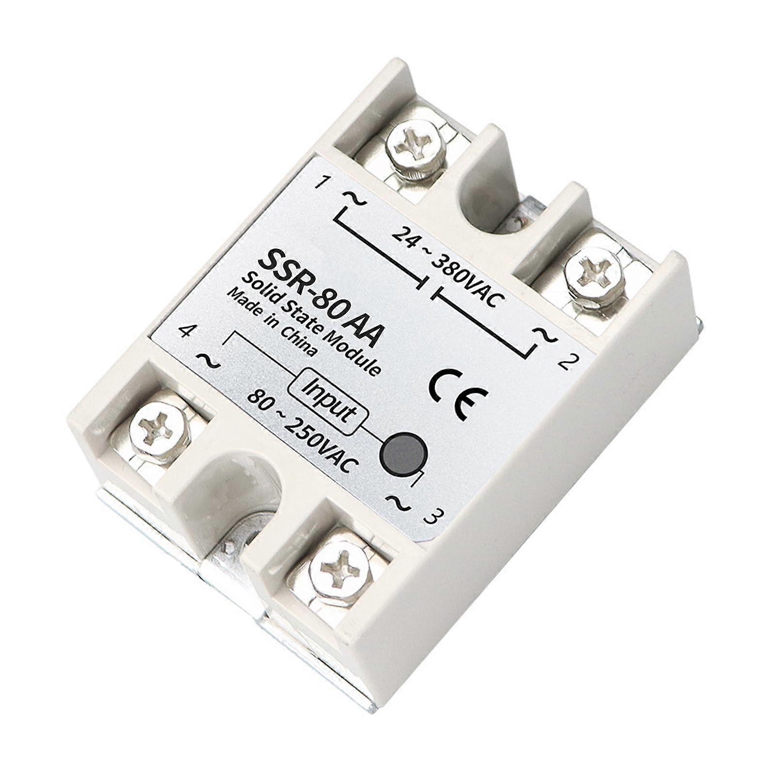 1 Pcs 80A Solid State Relay SSR80AA, DC Controls AC, Input 80250VAC Output 24380VAC