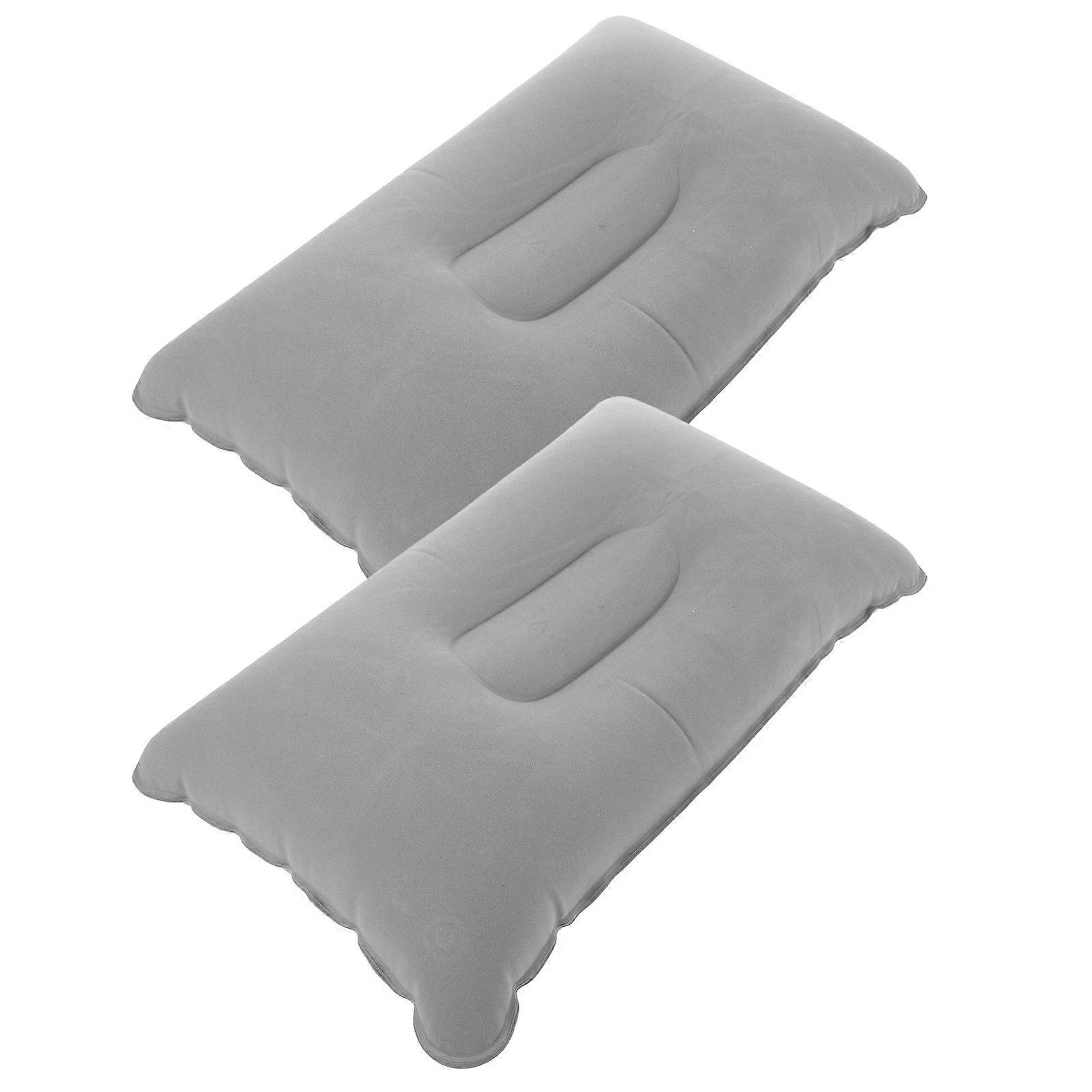 Inflatable Pillow Camping Travel Accessories Square Flocked Fabric Large and Thick Design Hiking Napping 2Pcs