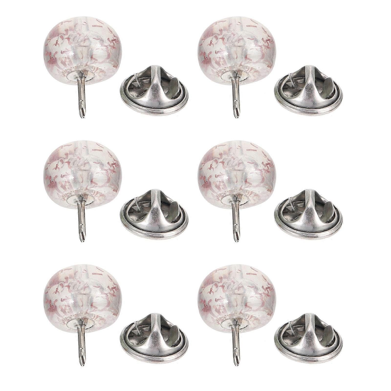 Pink Nail Free Brooches for Decoration Use with Plastic and Stainless Steel 6 Pieces