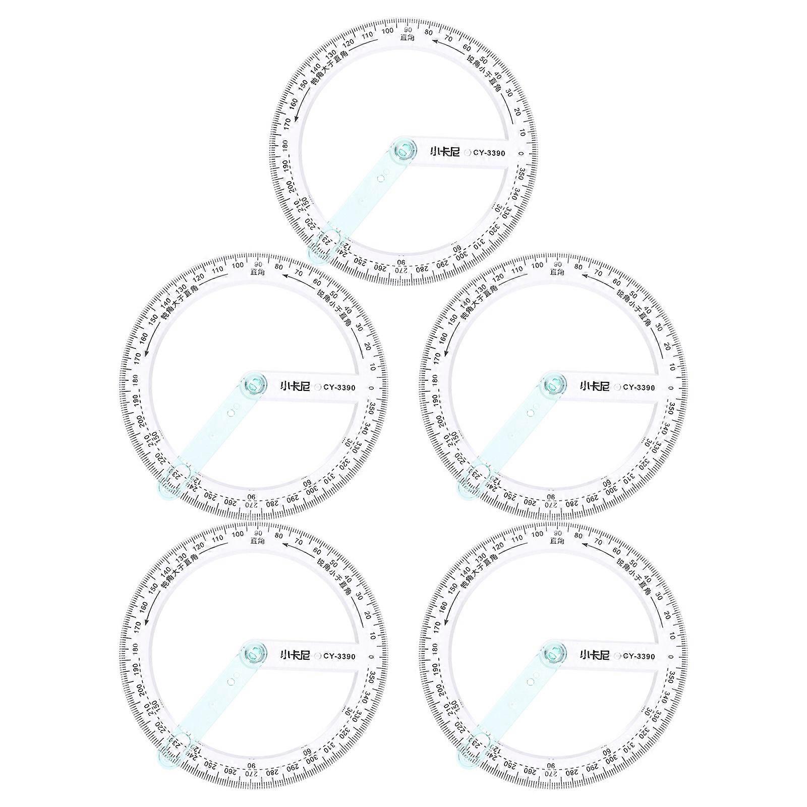 Math Protractor Professional Circle Protractor Transparent Plastic For Angle Measurement Home Teaching 5Pcs