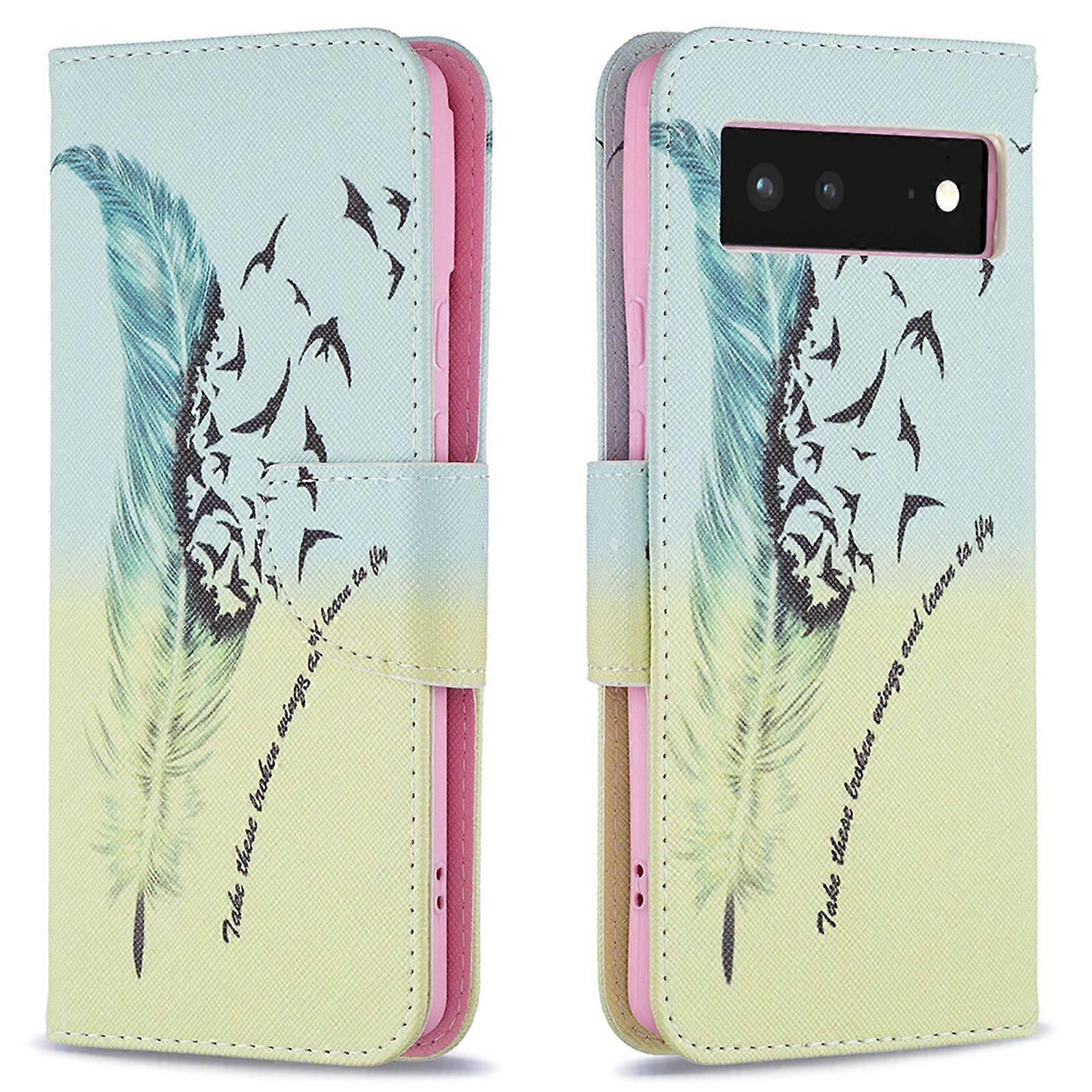 Pattern Printing PU Leather Wallet Folio Flip Cover Shockproof TPU Interior Stand Case for Google Pixel 6