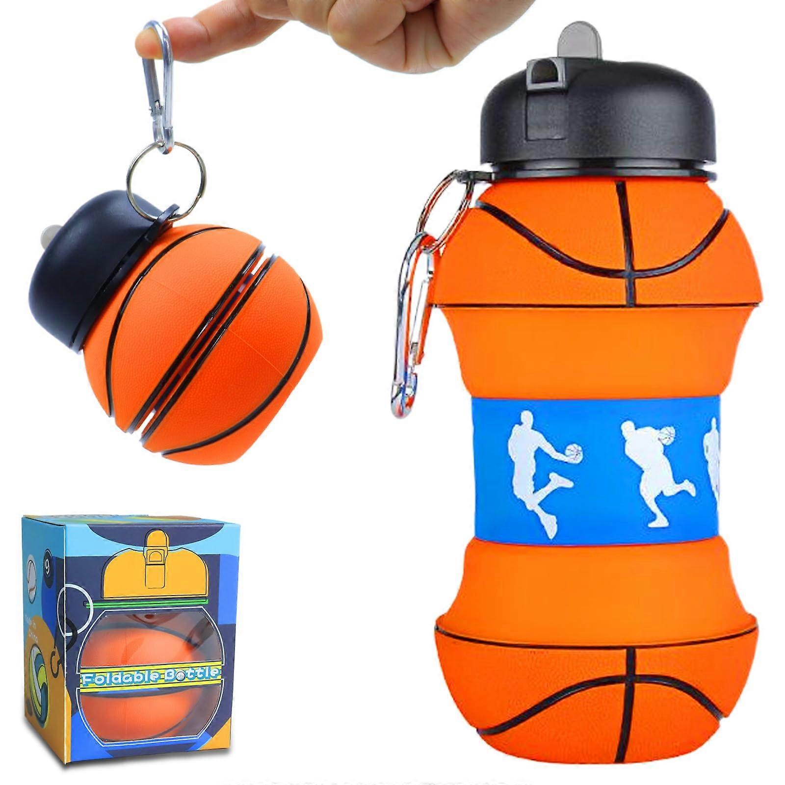 Sports Bottle, BPA, 550 ml, Foldable, Silicone with Carabiner Hook