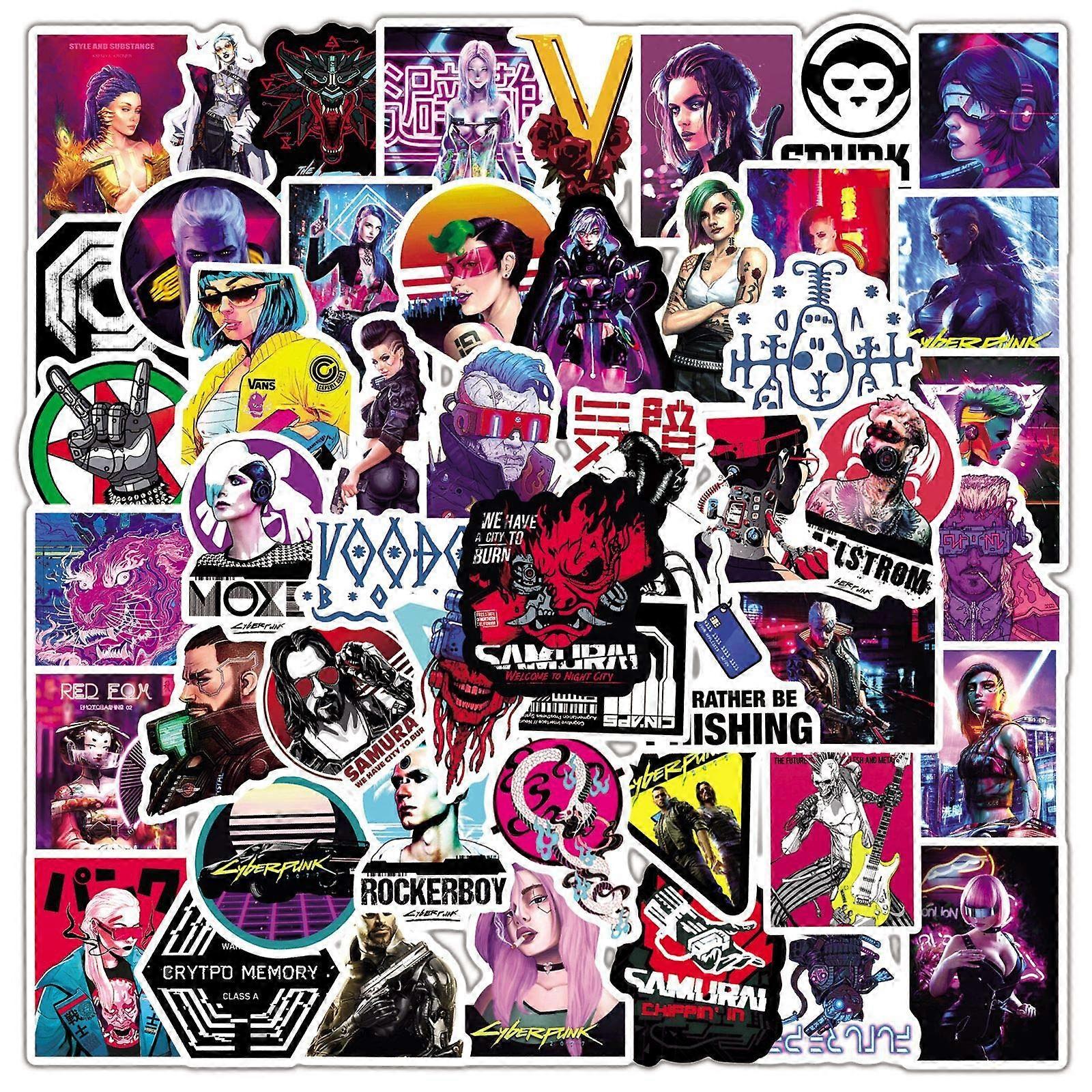 100 Unique Cyberpunk Punk Stickers for Laptop, Water Bottle – Waterproof Vinyl Decals